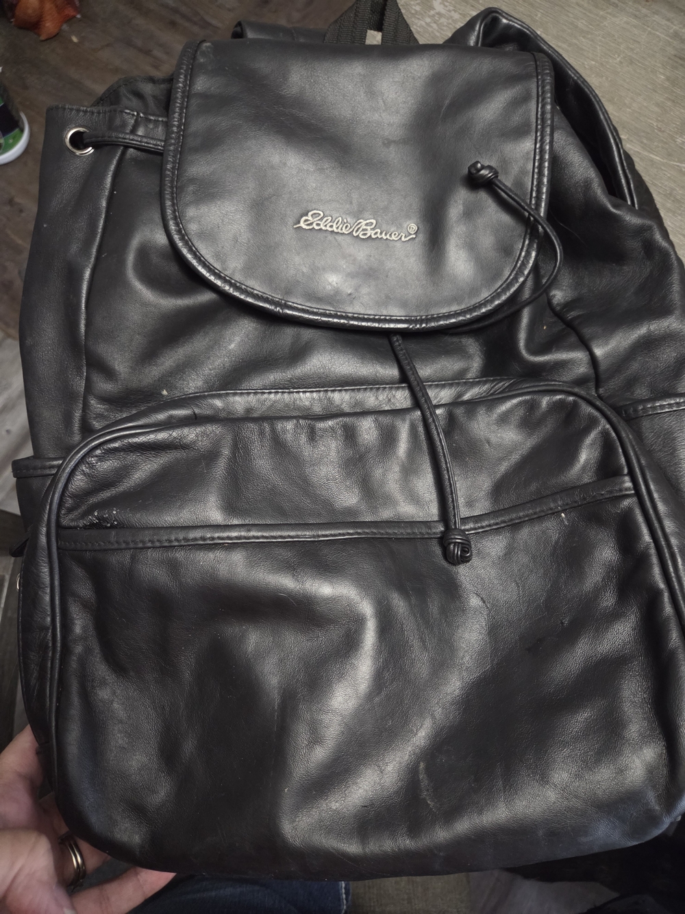 Eddie Bauer Black Leather Men's Backpack